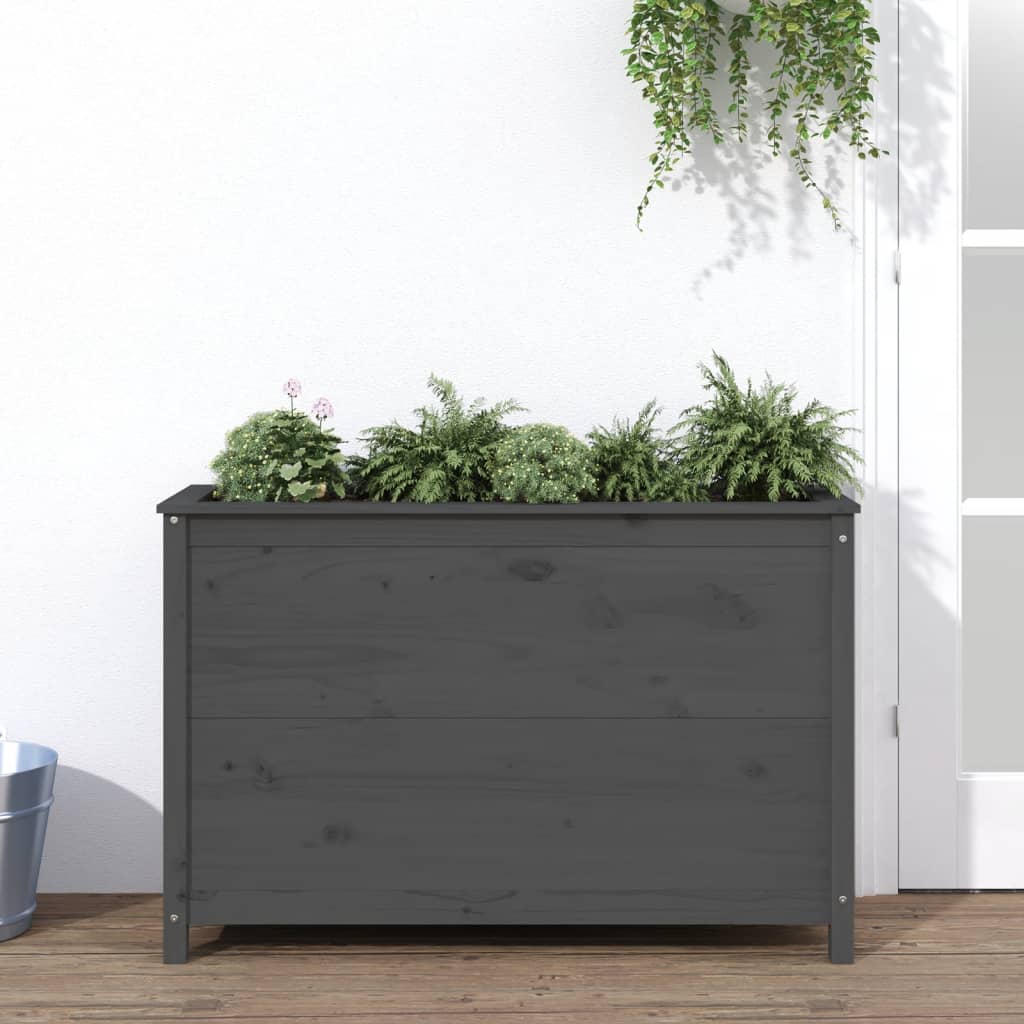 Hochbeet Grau 119,5X82,5X78 Cm Massivholz Kiefer