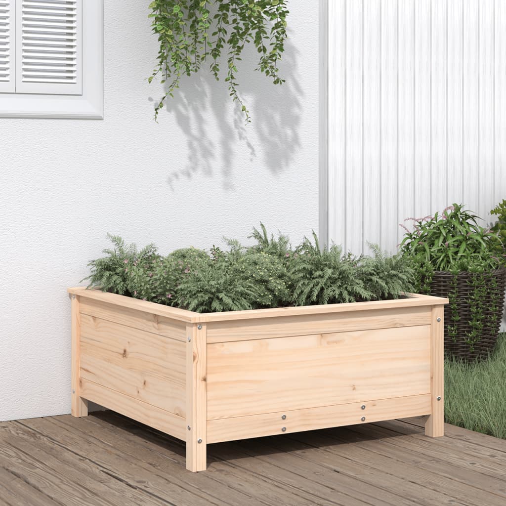 Hochbeet Grau 119,5X82,5X78 Cm Massivholz Kiefer