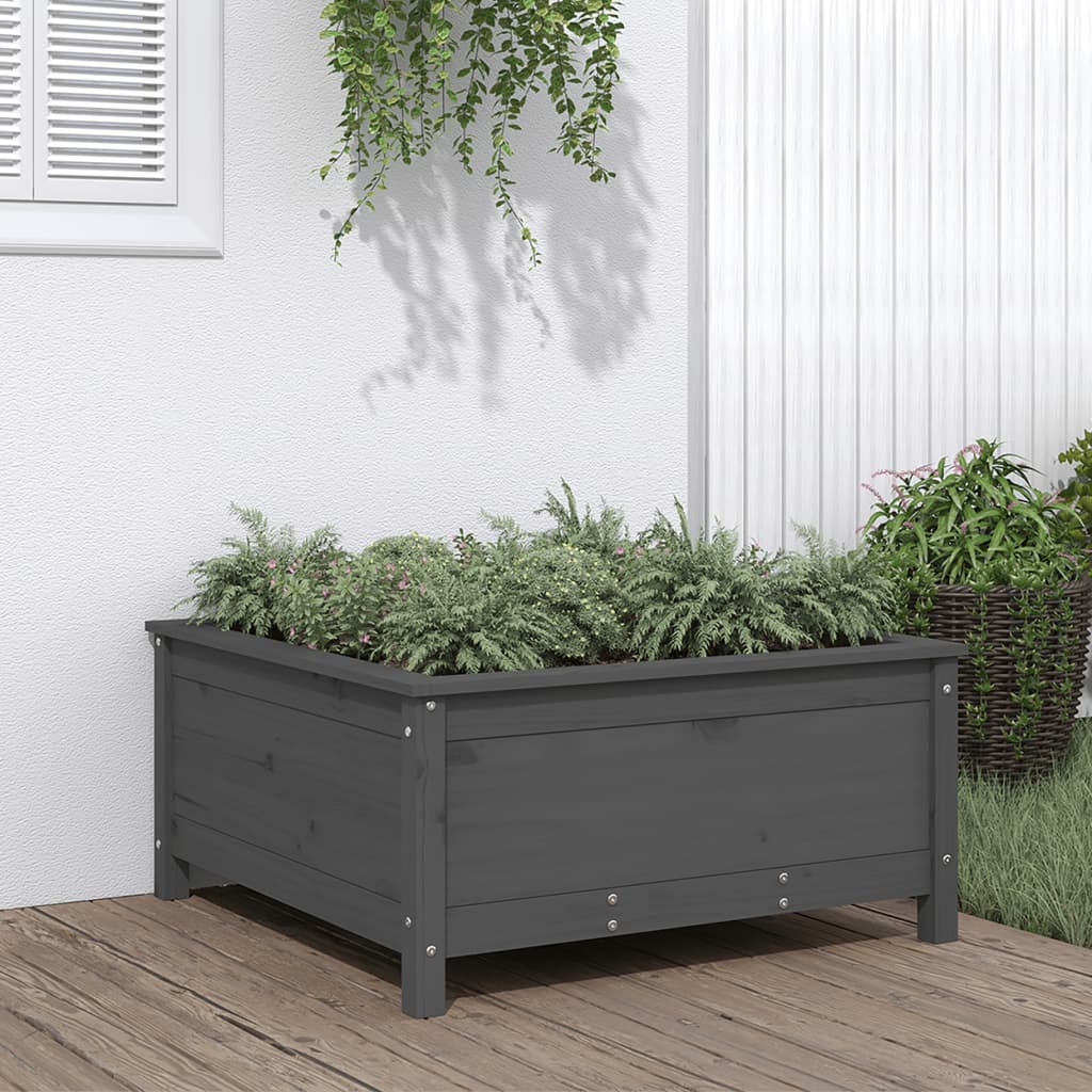 Hochbeet Grau 119,5X82,5X78 Cm Massivholz Kiefer