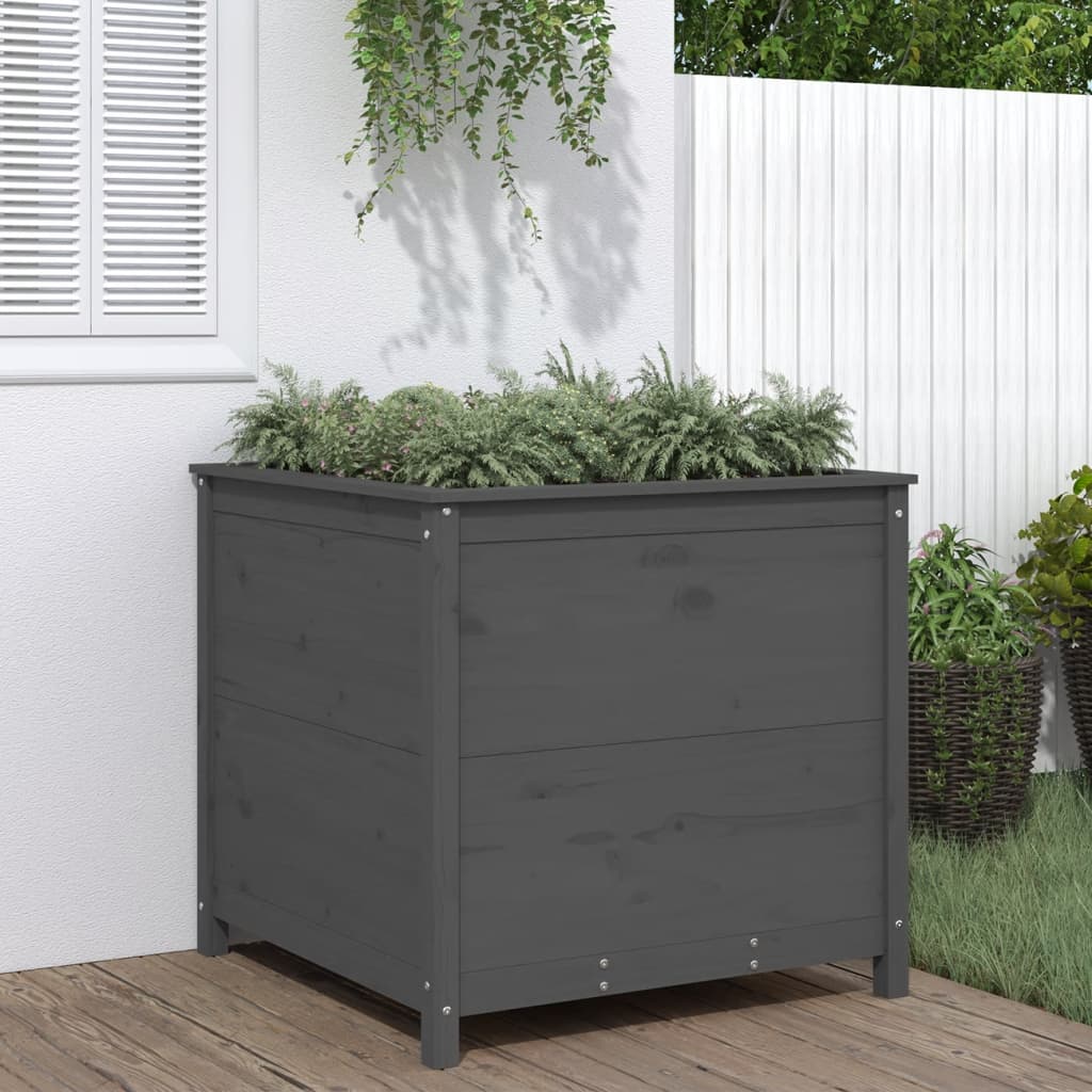Hochbeet Grau 119,5X82,5X78 Cm Massivholz Kiefer