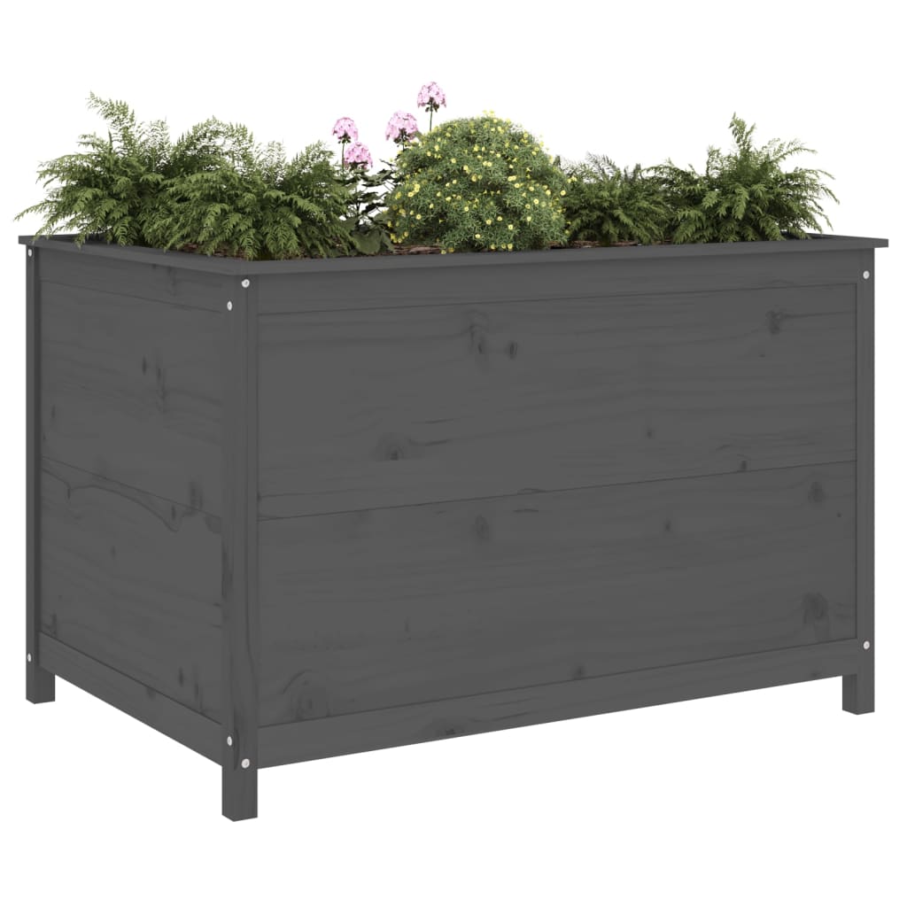 Hochbeet Grau 119,5X82,5X78 Cm Massivholz Kiefer