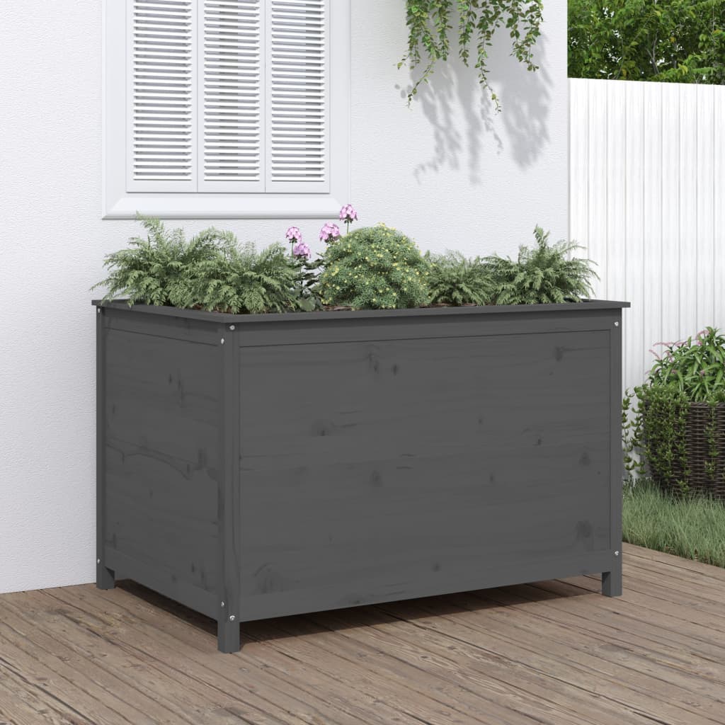 Hochbeet Grau 119,5X82,5X78 Cm Massivholz Kiefer