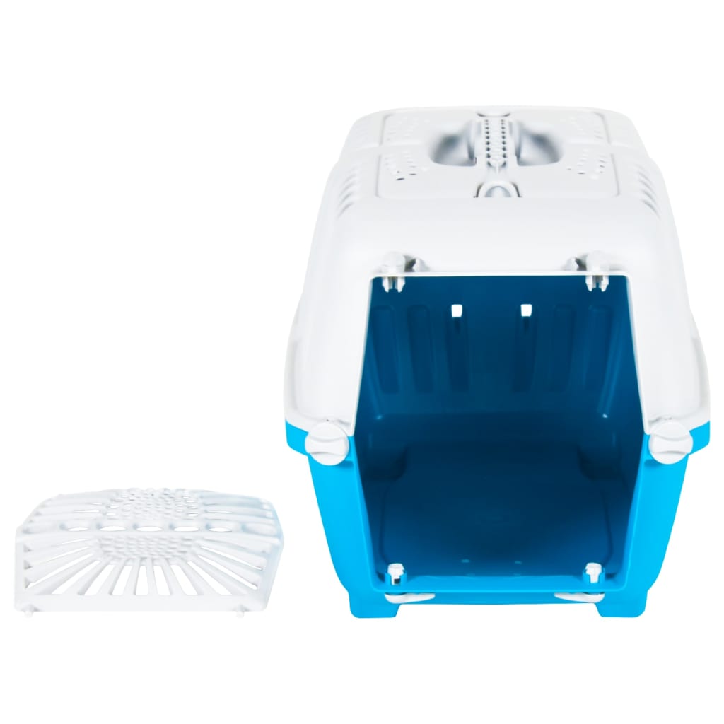 Transportbox Für Haustiere Weiß Blau Polypropylen