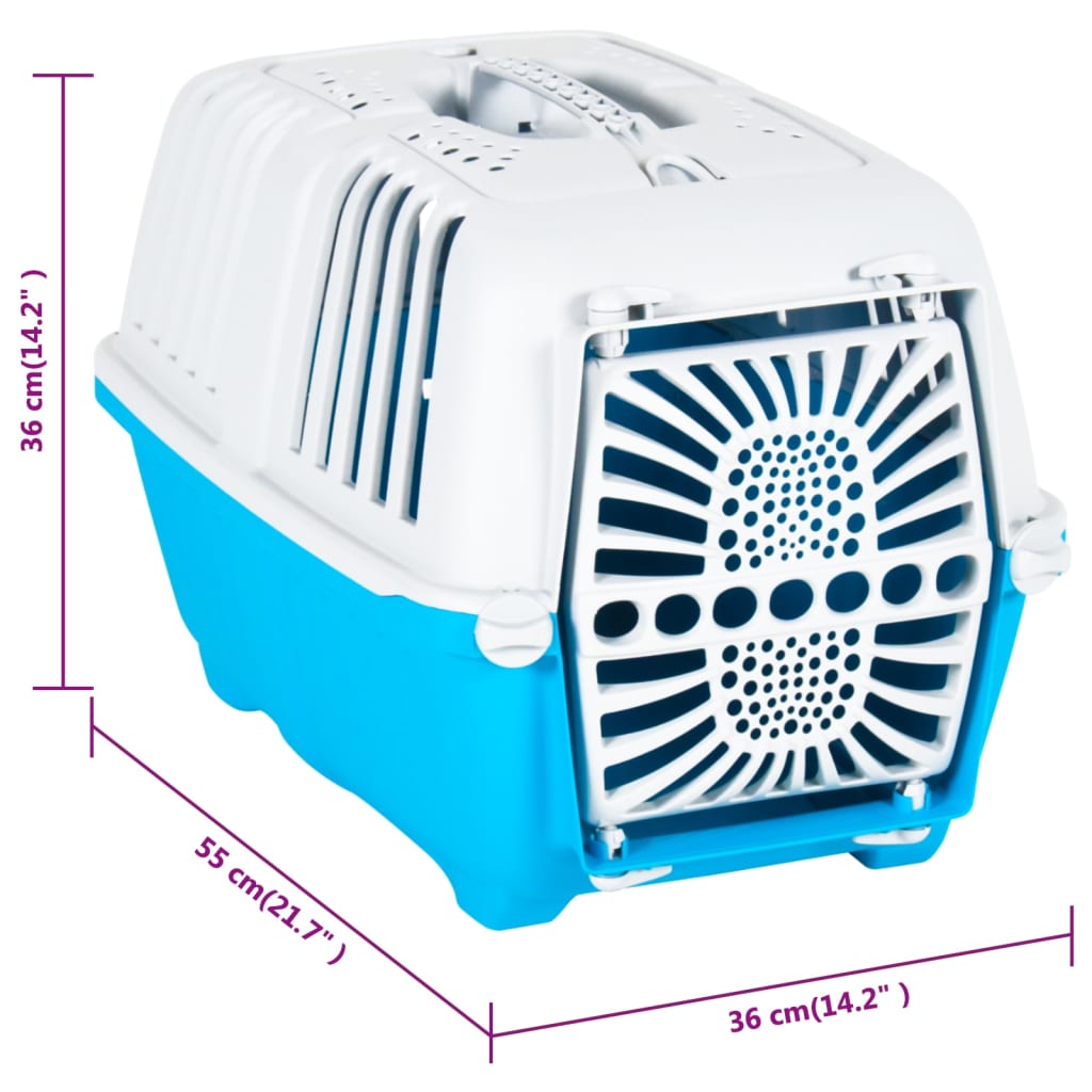 Transportbox Für Haustiere Weiß Blau Polypropylen