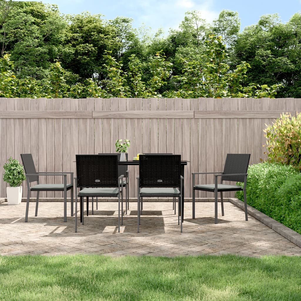 Gartenstühle Mit Kissen 6 Stk. Schwarz 54X62,5X89Cm Poly Rattan