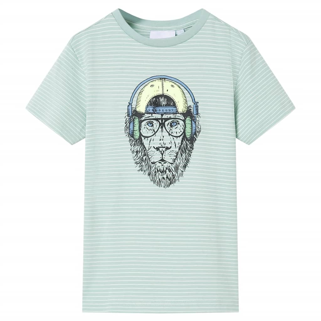 Kinder-T-Shirt Mit Streifen Helles Minzgrün 92