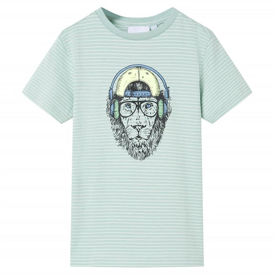 Kinder-T-Shirt Mit Streifen Helles Minzgrün 92
