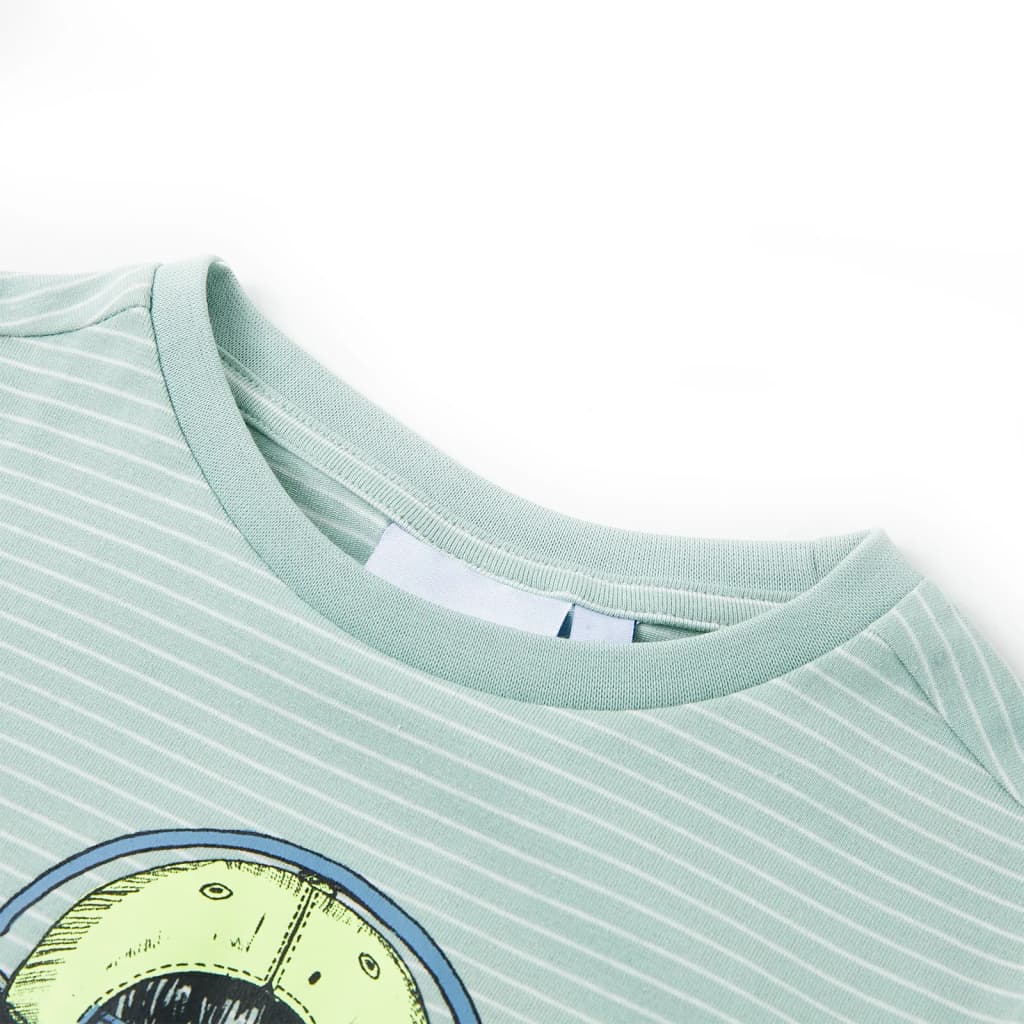 Kinder-T-Shirt Mit Streifen Helles Minzgrün 92