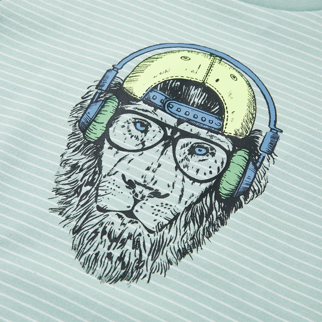 Kinder-T-Shirt Mit Streifen Helles Minzgrün 92
