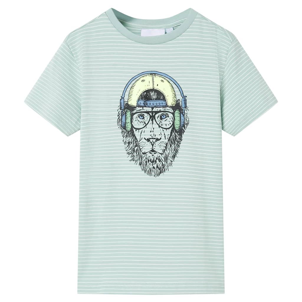 Kinder-T-Shirt Mit Streifen Helles Minzgrün 92