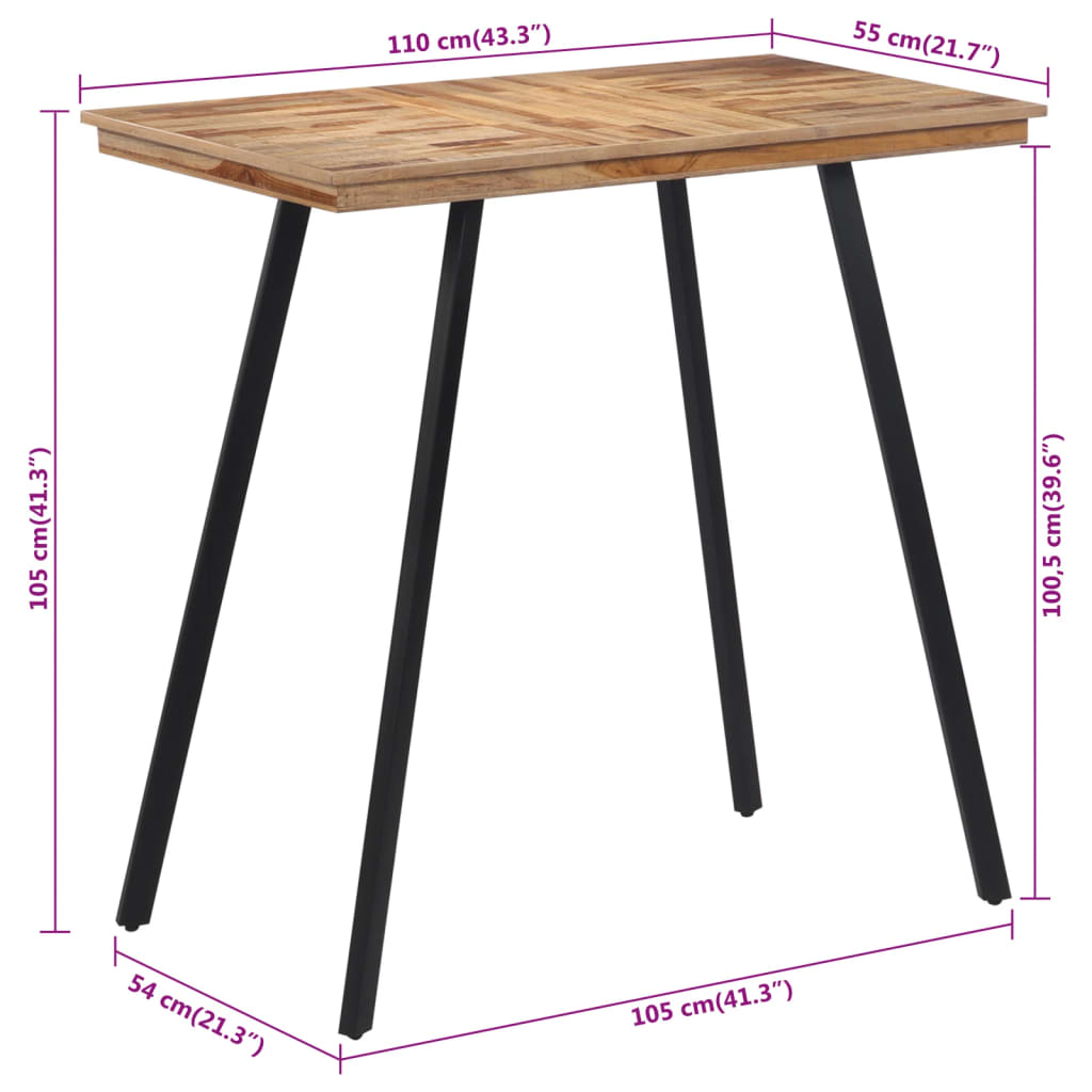 Bartisch 110X55X105 Cm Massivholz Teak