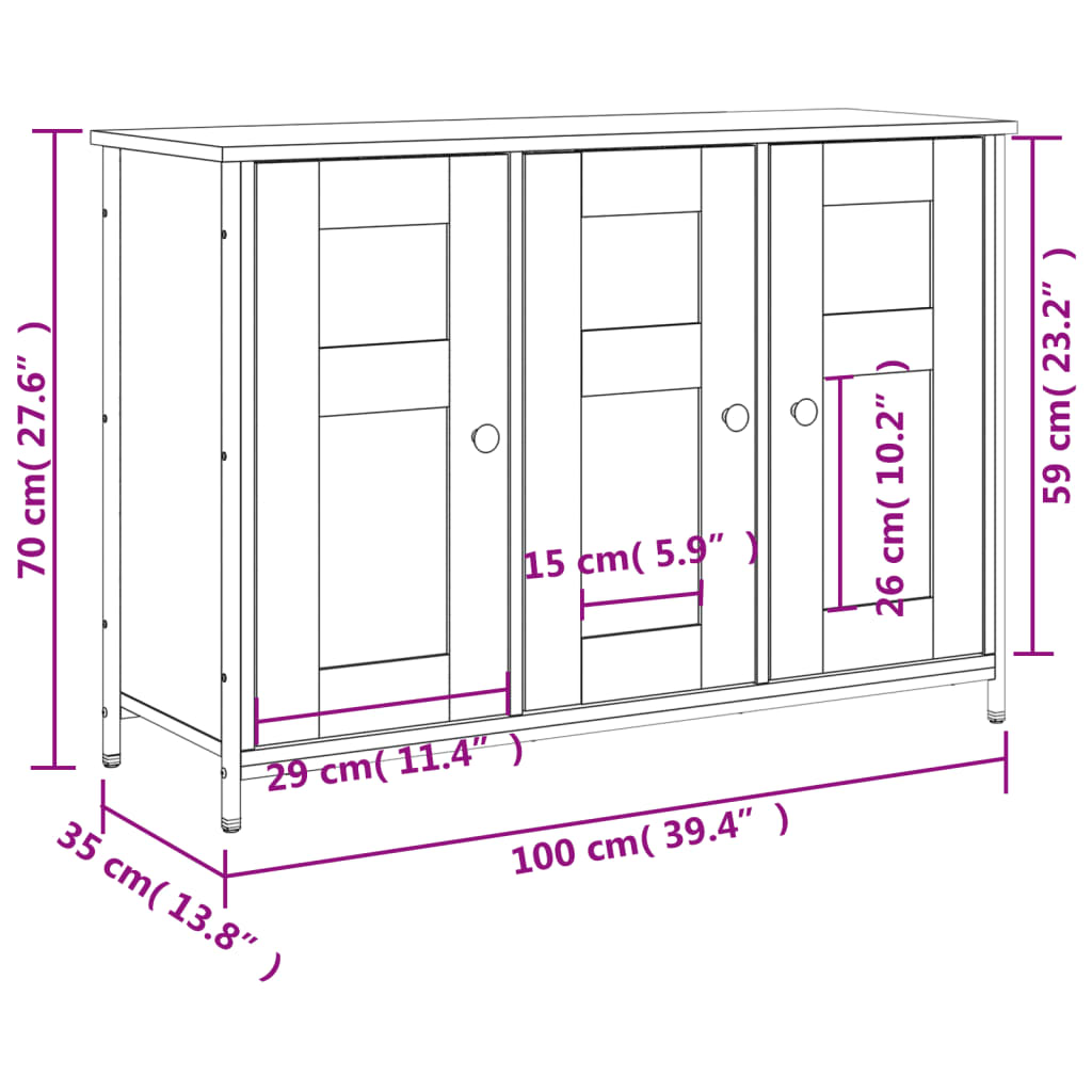 Sideboard Sonoma-Eiche 100X35X70 Cm Holzwerkstoff