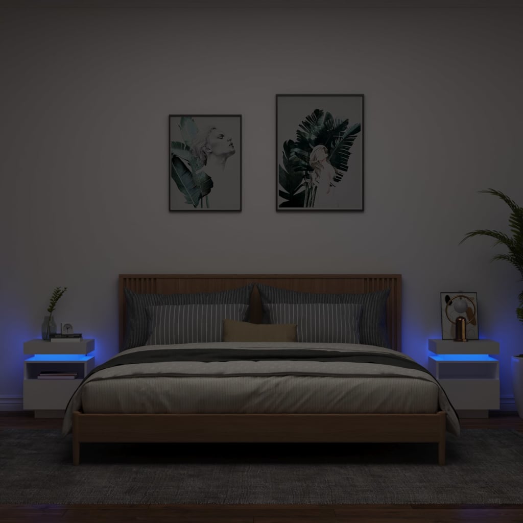 Nachttisch Mit Led-Leuchten -Optik 40X39X48,5 Cm