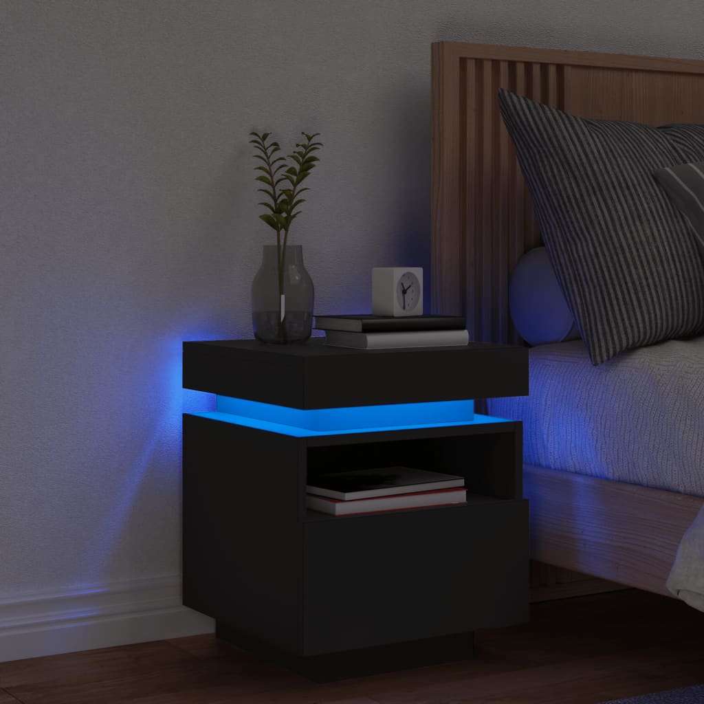 Nachttisch Mit Led-Leuchten -Optik 40X39X48,5 Cm