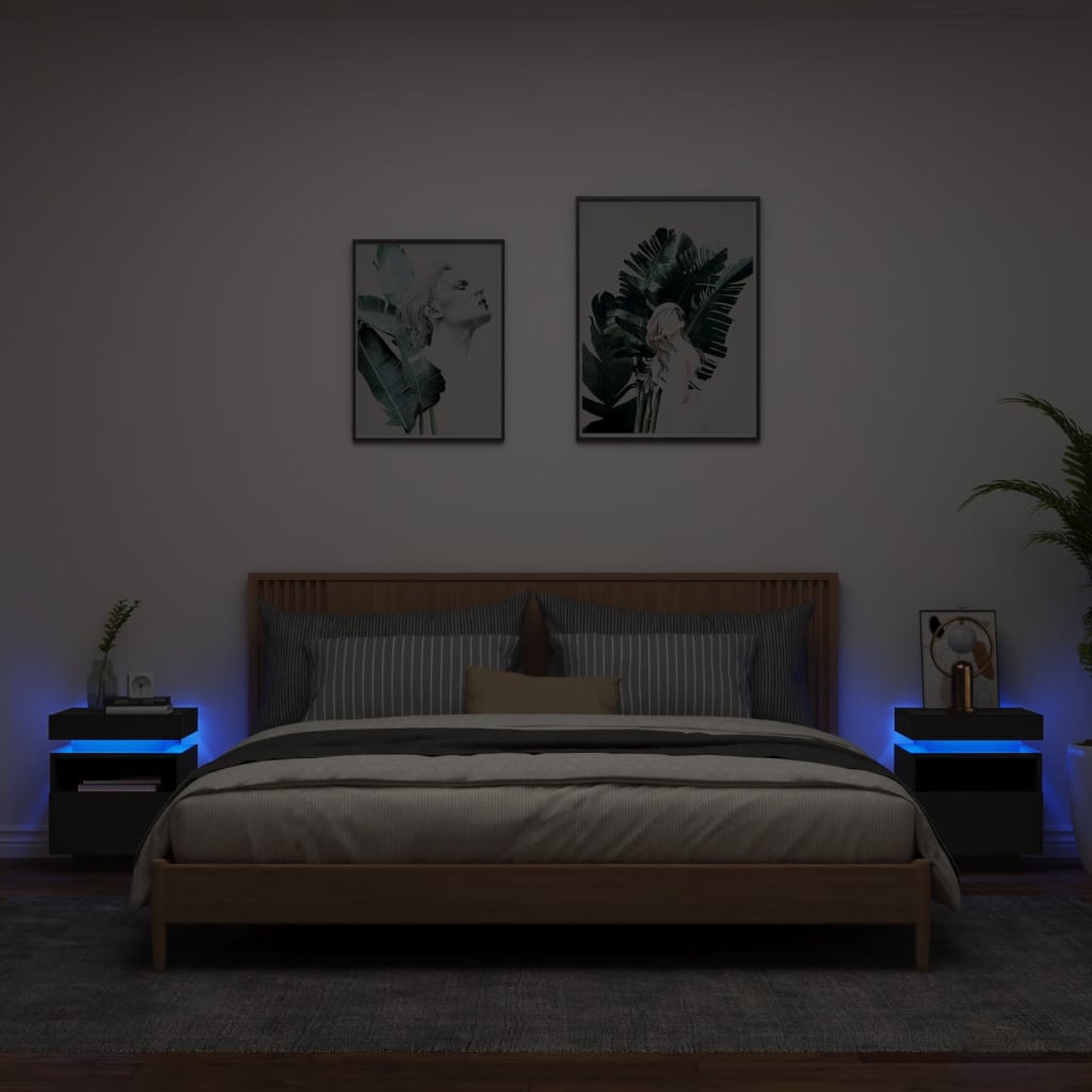 Nachttisch Mit Led-Leuchten -Optik 40X39X48,5 Cm