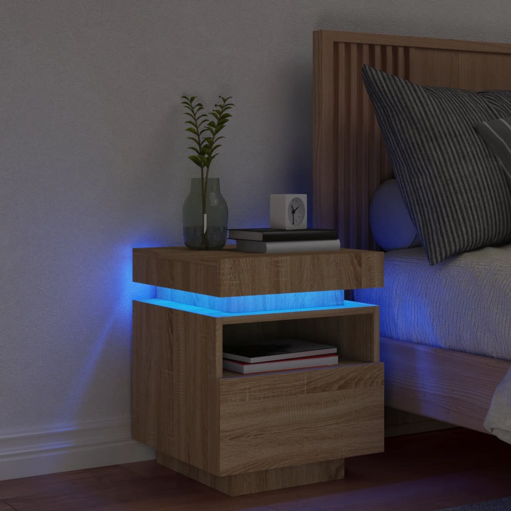 Nachttisch Mit Led-Leuchten -Optik 40X39X48,5 Cm