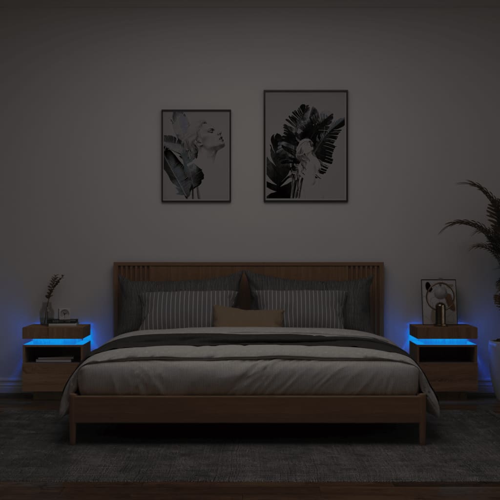 Nachttisch Mit Led-Leuchten -Optik 40X39X48,5 Cm