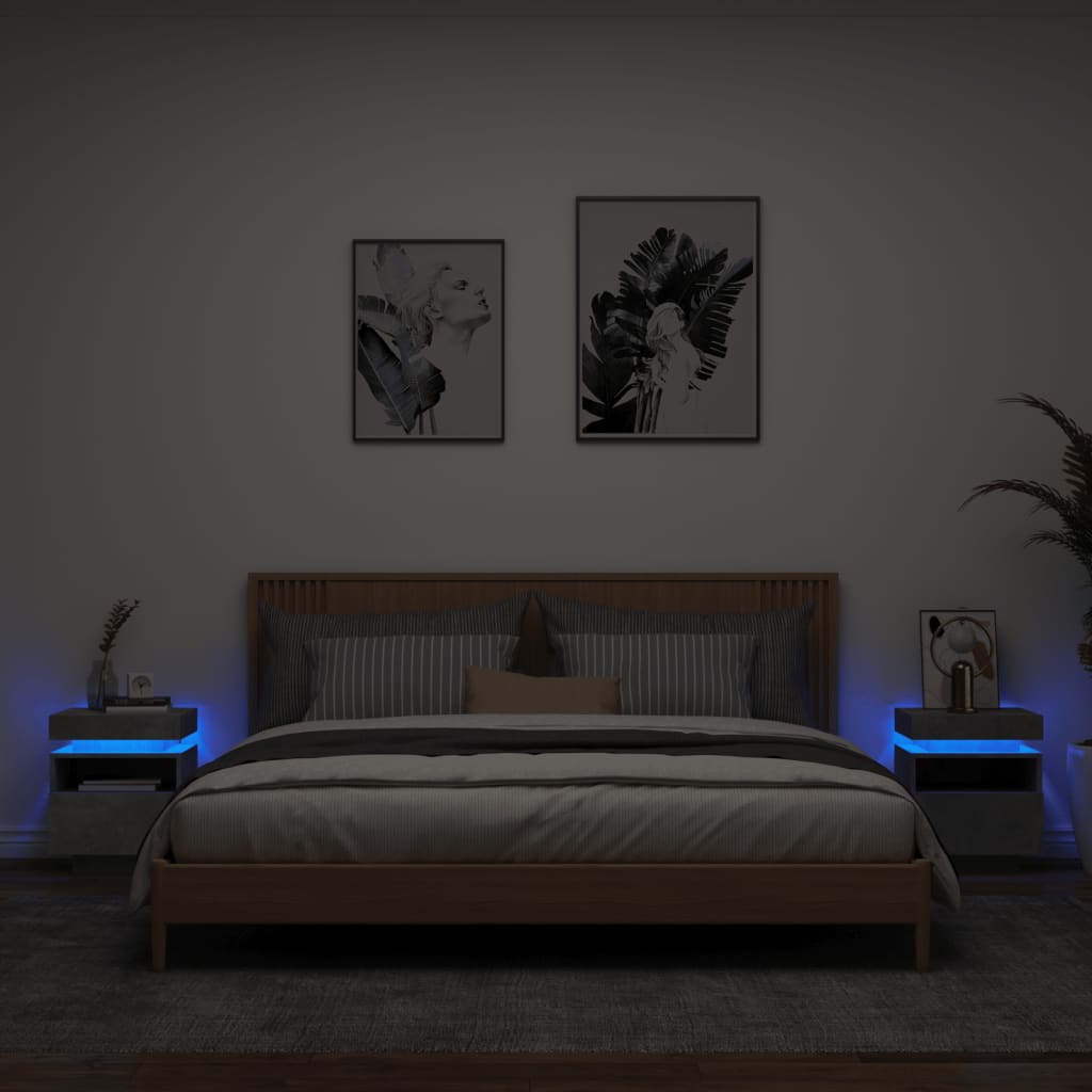 Nachttisch Mit Led-Leuchten -Optik 40X39X48,5 Cm