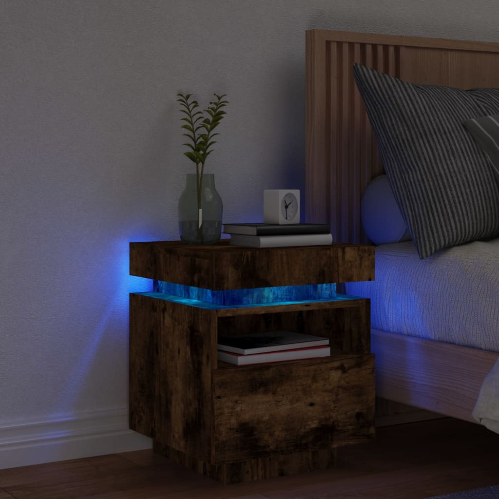 Nachttisch Mit Led-Leuchten -Optik 40X39X48,5 Cm