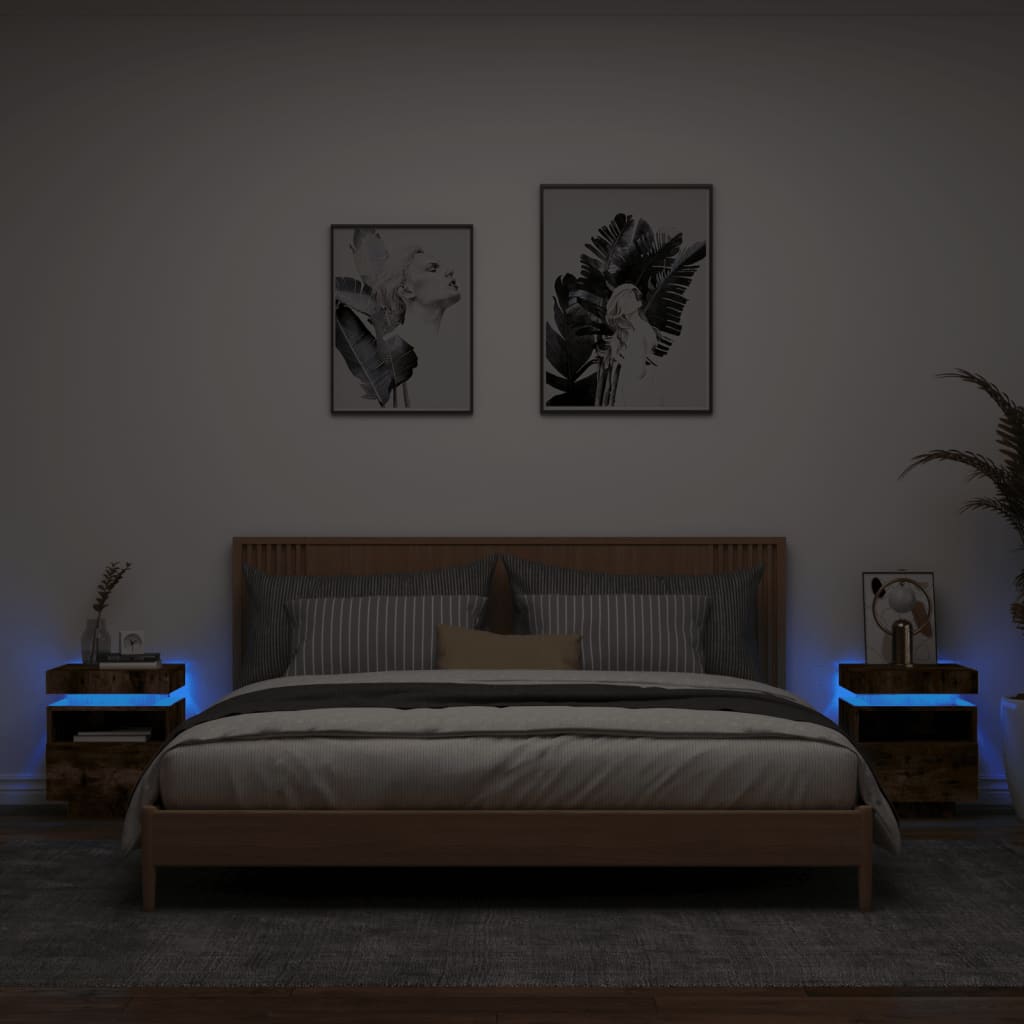 Nachttisch Mit Led-Leuchten -Optik 40X39X48,5 Cm