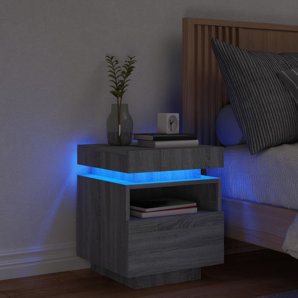 Nachttisch Mit Led-Leuchten -Optik 40X39X48,5 Cm