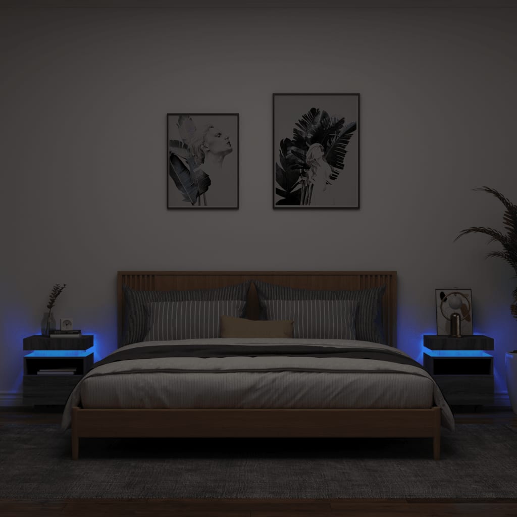Nachttisch Mit Led-Leuchten -Optik 40X39X48,5 Cm