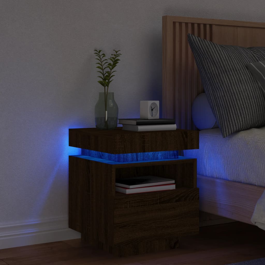 Nachttisch Mit Led-Leuchten -Optik 40X39X48,5 Cm