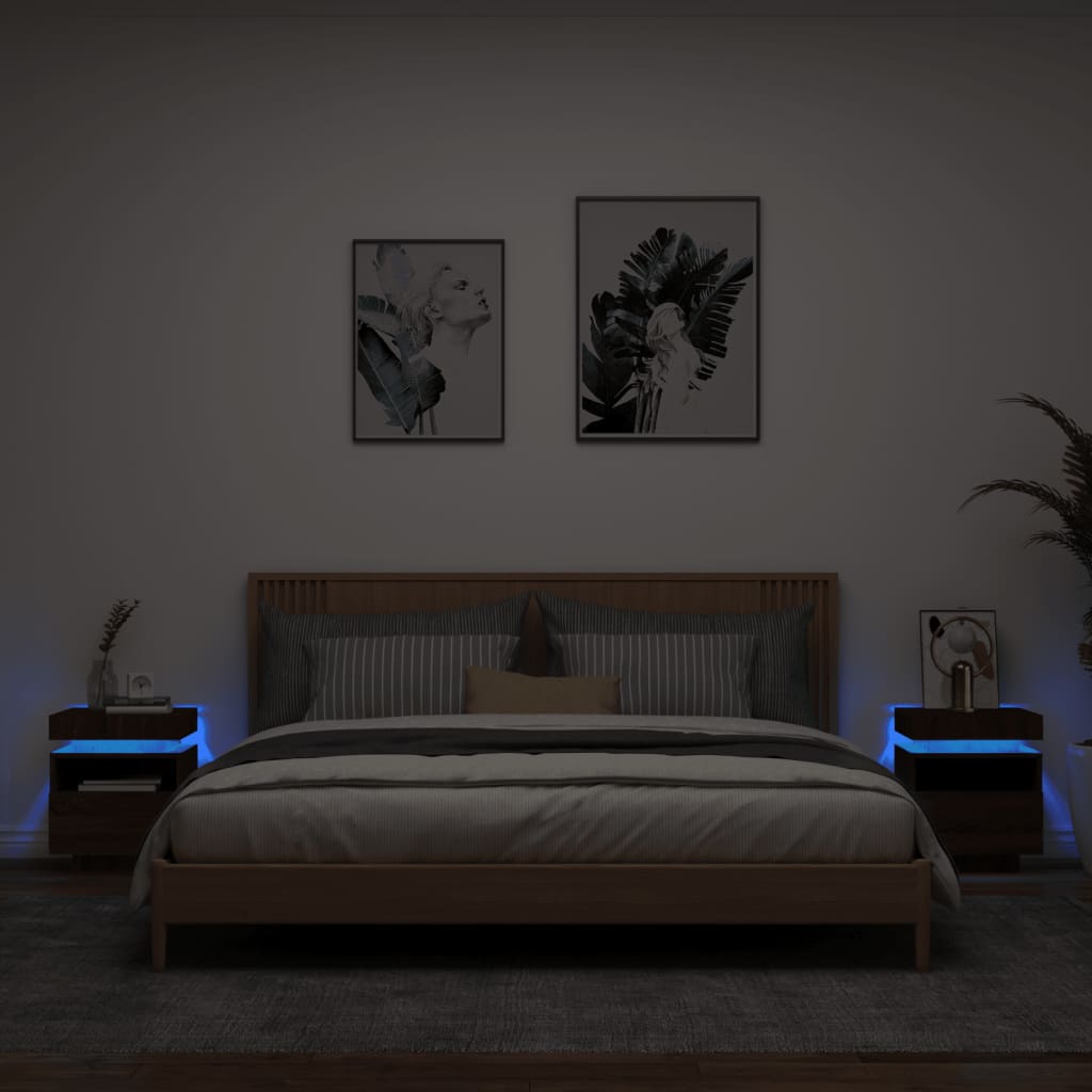 Nachttisch Mit Led-Leuchten -Optik 40X39X48,5 Cm
