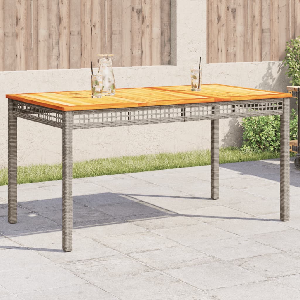 Gartentisch Schwarz Poly Rattan Akazienholz