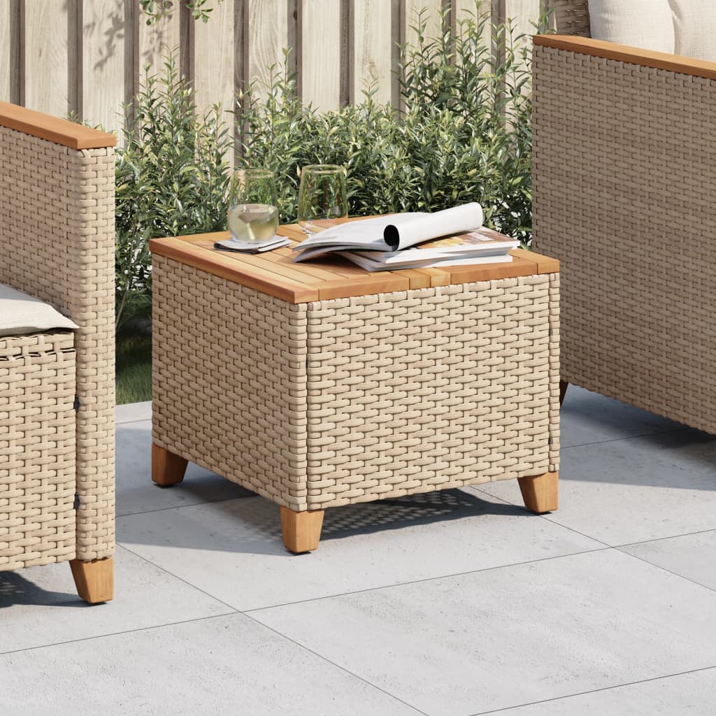 Gartentisch 45X45X37 Cm Poly Rattan Akazienholz