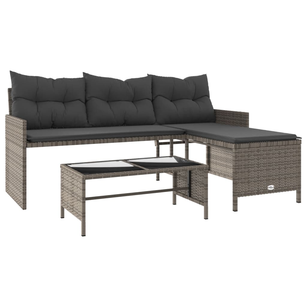 Gartensofa In L-Form Mit Tisch Und Kissen Poly Rattan