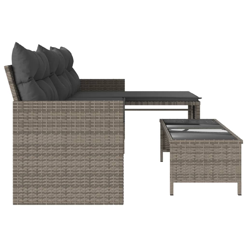 Gartensofa In L-Form Mit Tisch Und Kissen Poly Rattan