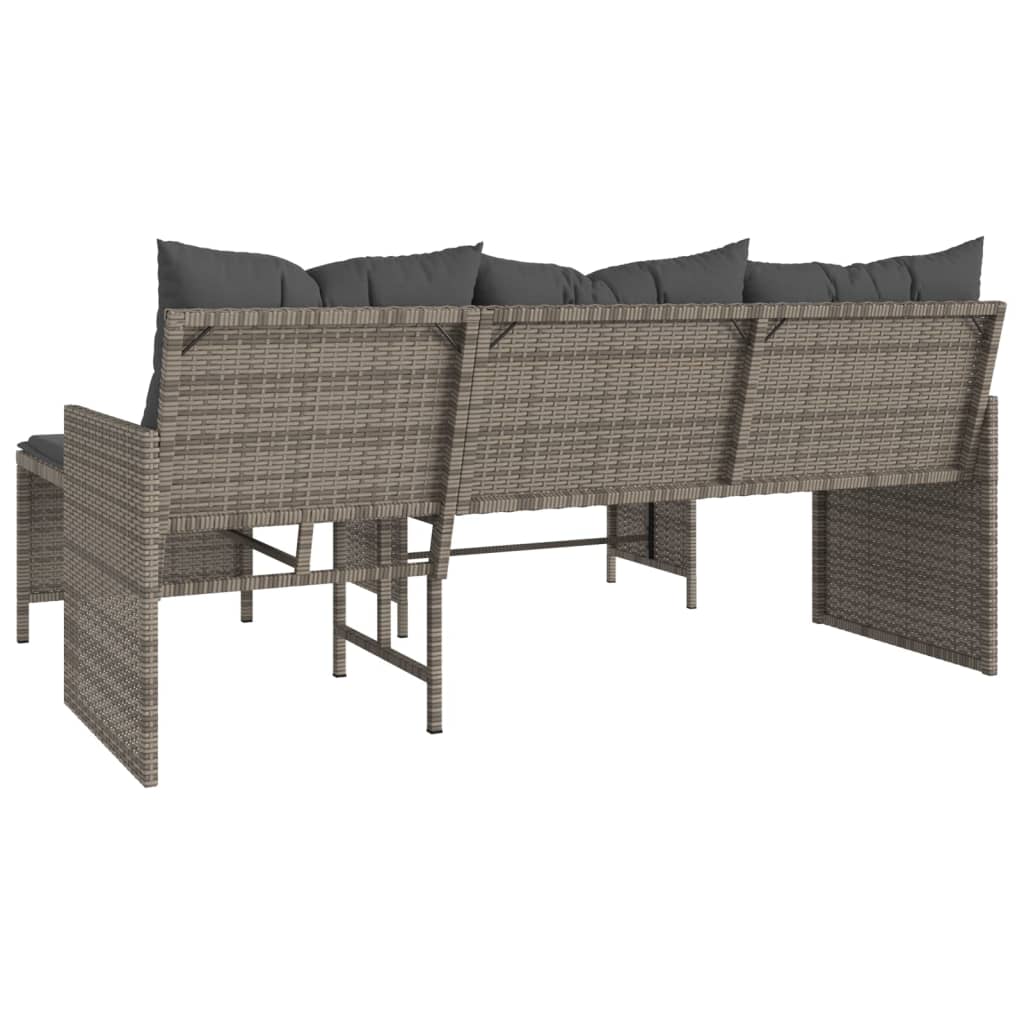 Gartensofa In L-Form Mit Tisch Und Kissen Poly Rattan
