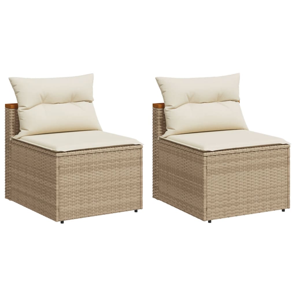 Gartensofas Ohne Armlehnen Mit Kissen 2 Stk. Poly Rattan