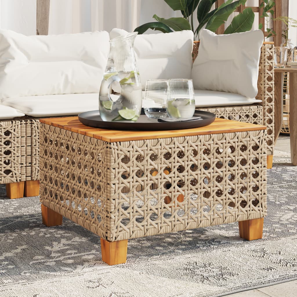 Gartentisch 55X55X36 Cm Poly Rattan Akazienholz