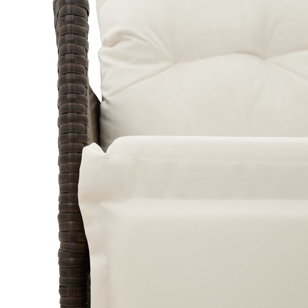 Gartensofa 2-Sitzer Verstellbar Mit Tisch Poly Rattan Braun
