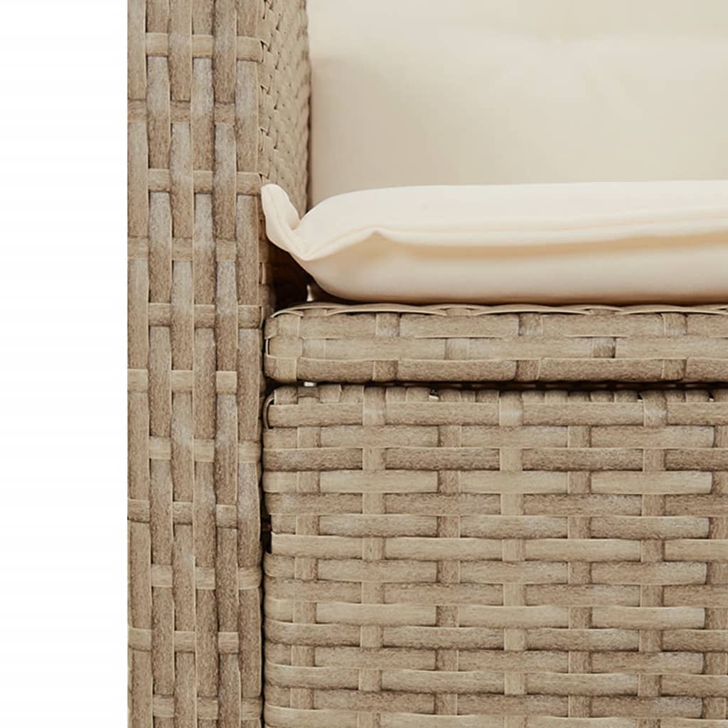 5-Tlg. Garten-Essgruppe Mit Kissen Beige Poly Rattan
