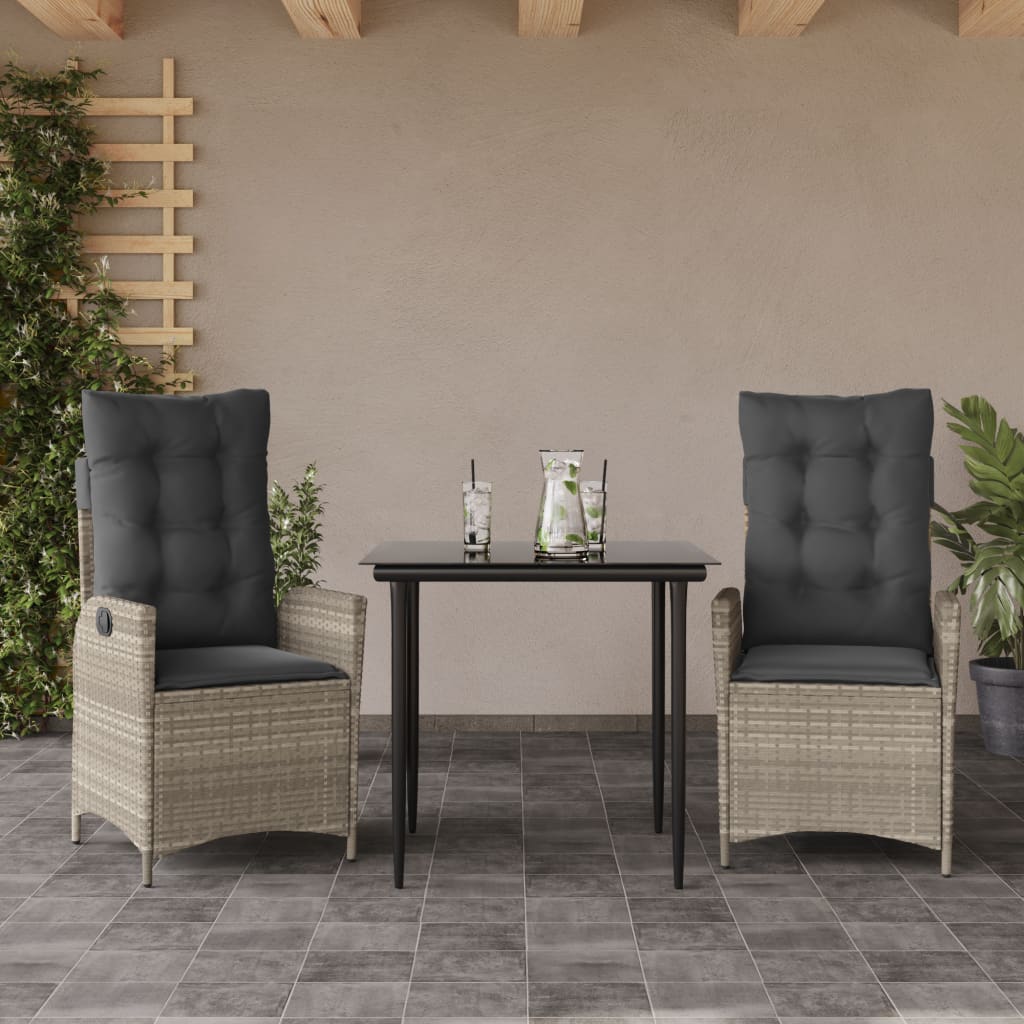 5-Tlg. Garten-Essgruppe Mit Kissen Hellgrau Poly Rattan