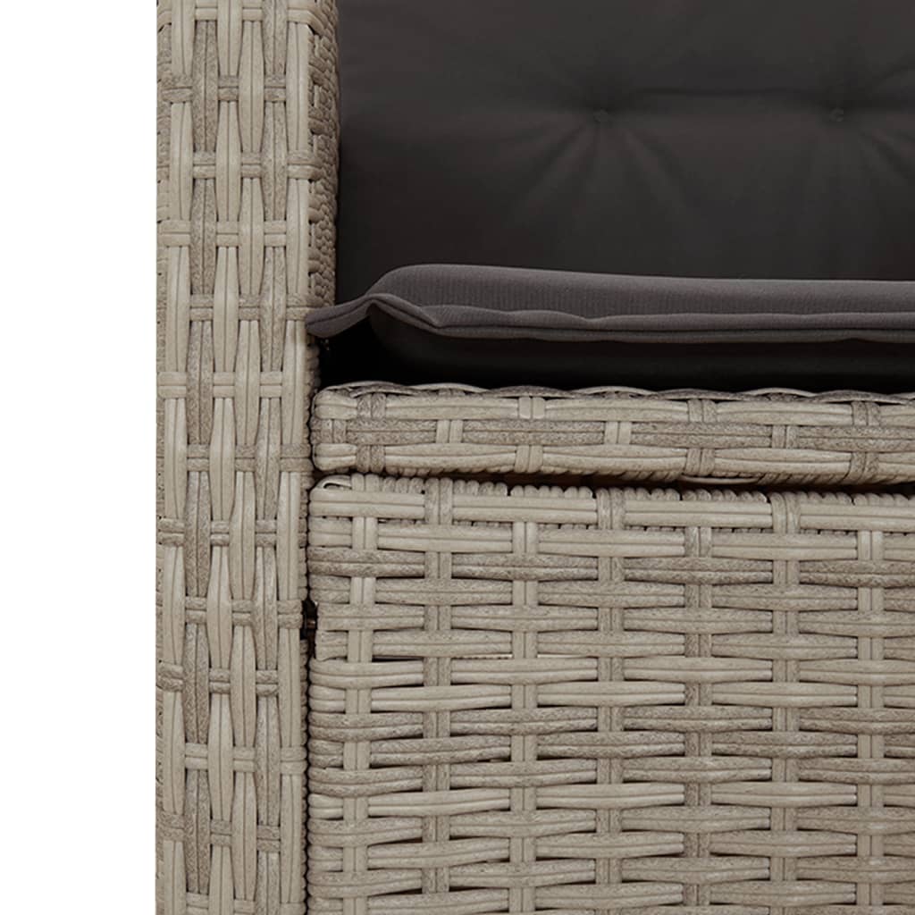 5-Tlg. Garten-Essgruppe Mit Kissen Hellgrau Poly Rattan
