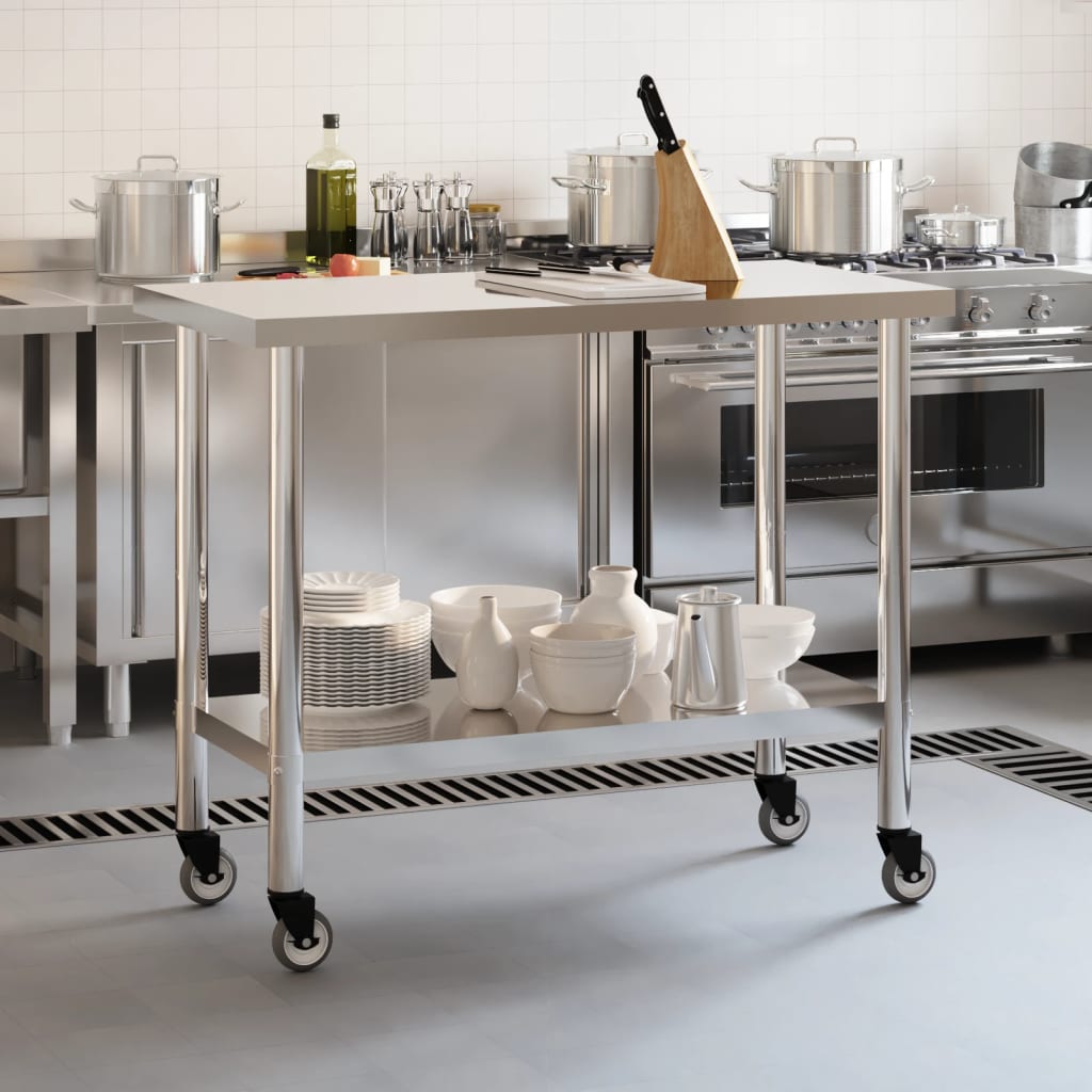 Küchen-Arbeitstisch Mit Rollen Edelstahl