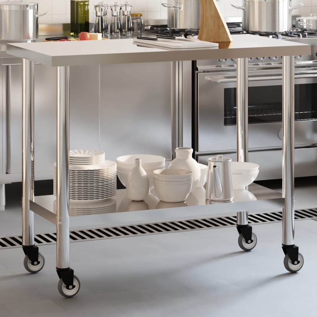 Küchen-Arbeitstisch Mit Rollen Edelstahl