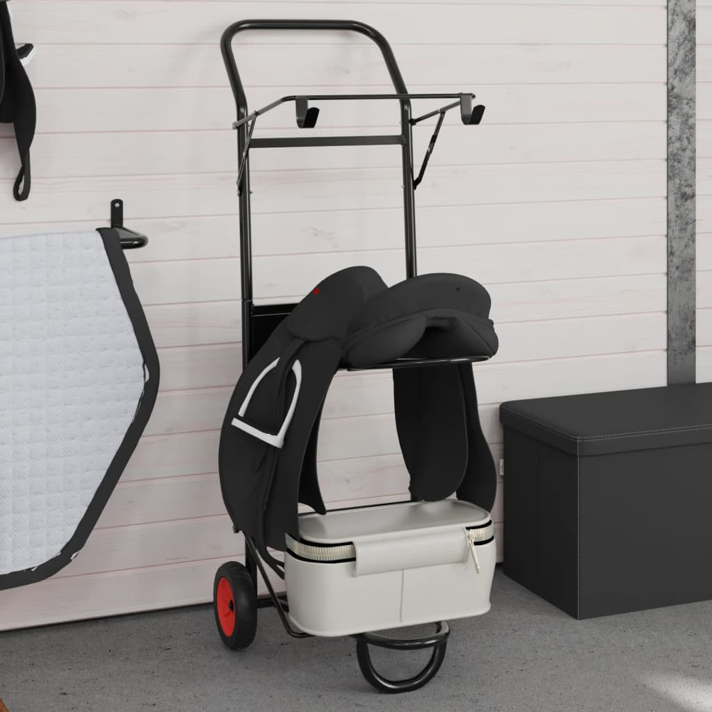 Sattelwagen Klappbar Schwarz Stahl Braun