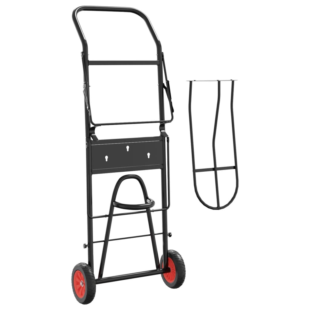 Sattelwagen Klappbar Schwarz Stahl Braun