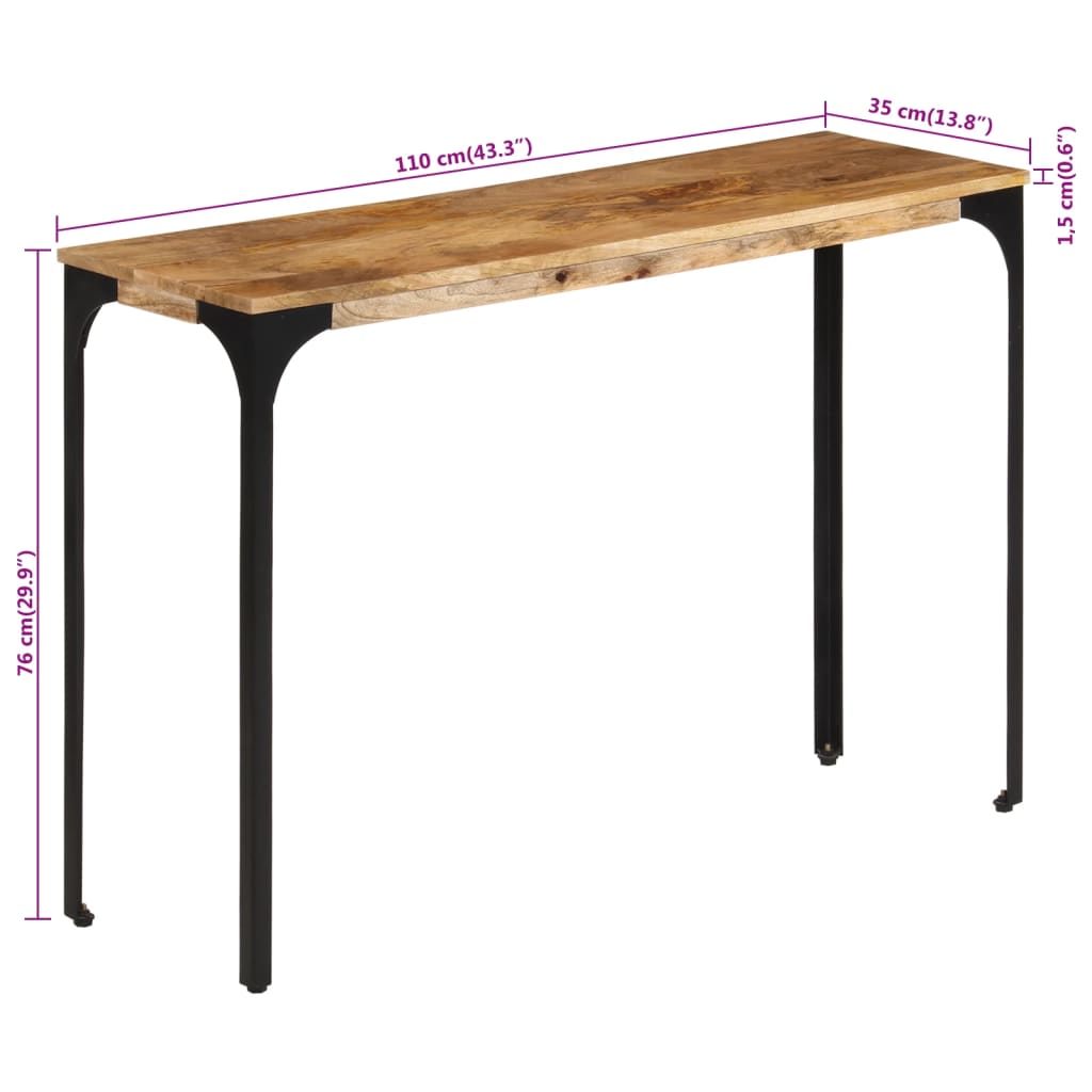 Konsolentisch 110X35X76 Cm Massivholz Mango Und Eisen