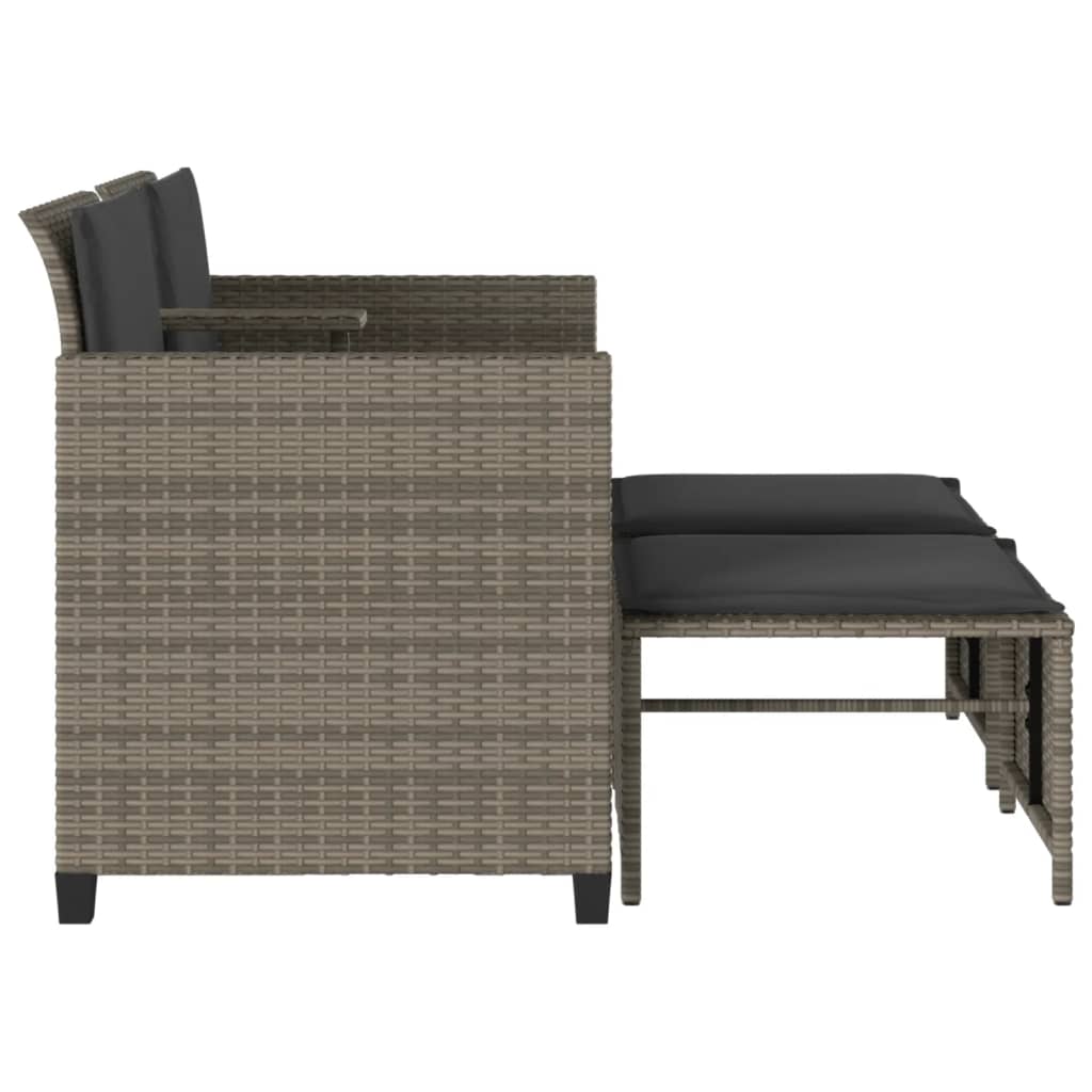 Gartensofa 2-Sitzer Mit Tisch Und Hockern Poly Rattan