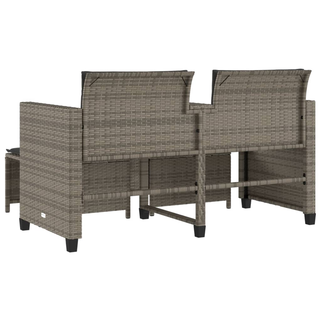 Gartensofa 2-Sitzer Mit Tisch Und Hockern Poly Rattan