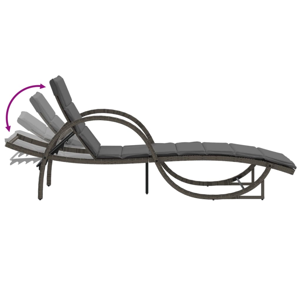 Sonnenliegen 2 Stk. Mit Tisch Poly Rattan