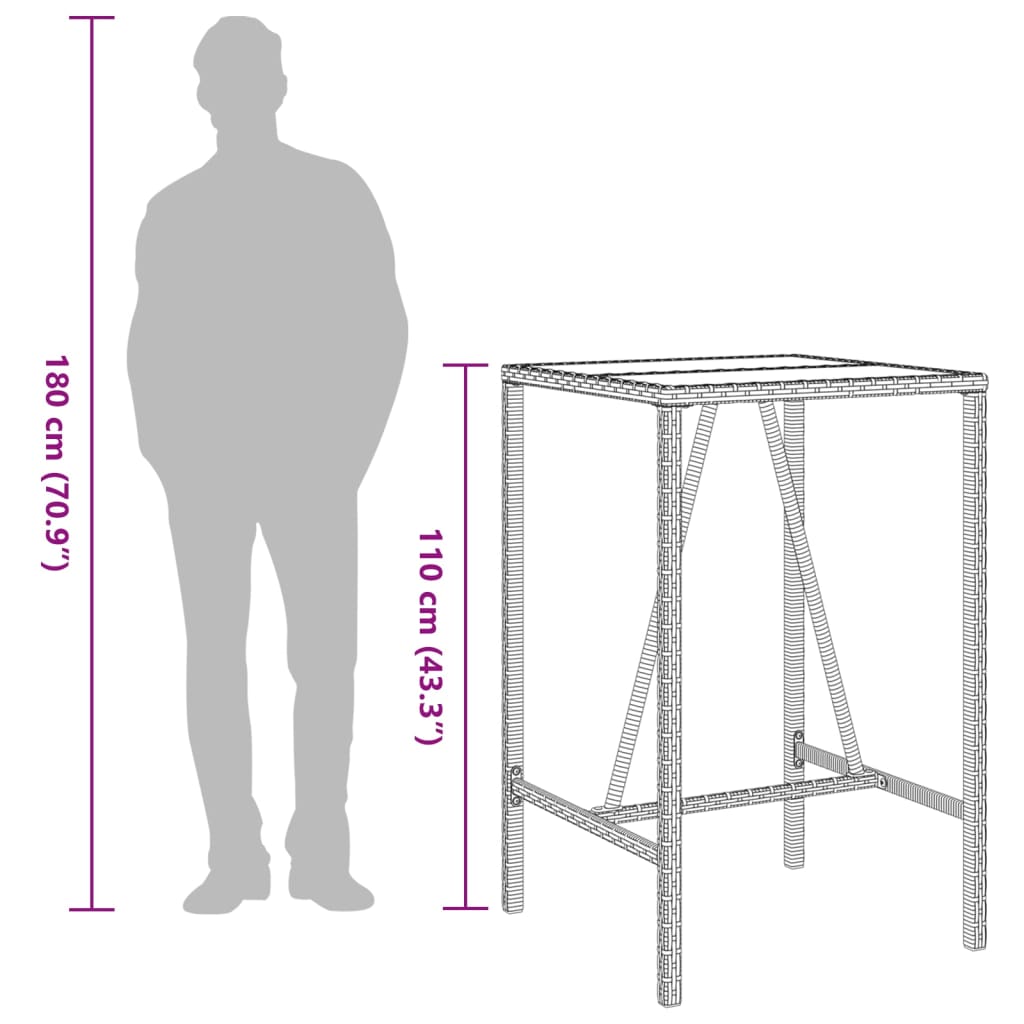 Garten-Bartisch Poly Rattan