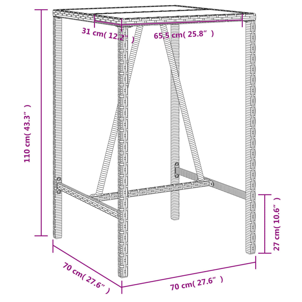 Garten-Bartisch Poly Rattan