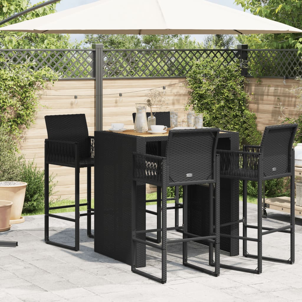 Garten-Bartisch Mit Holzplatte Polyrattan